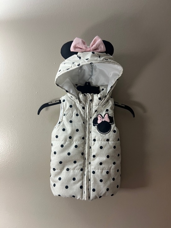 Disney Other - Disney Junior Girls' Pink & White Polka Dot Hooded Vest with Bow Accent